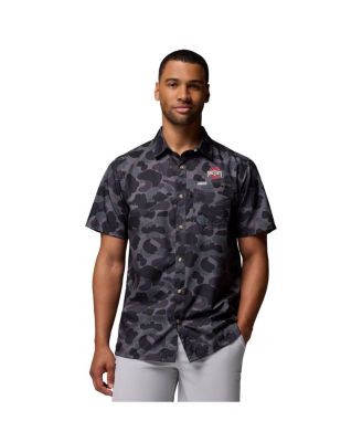 Columbia - Men's Black Ohio State Buckeyes Super Slack Tide Omni-Wick Button-Up Shirt