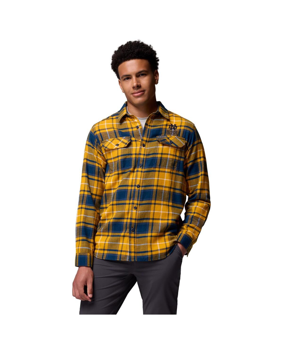 Columbia Men's Gold Notre Dame Fighting Irish Flare Gun Omni-Wick Flannel Long Sleeve Button-Up Shirt