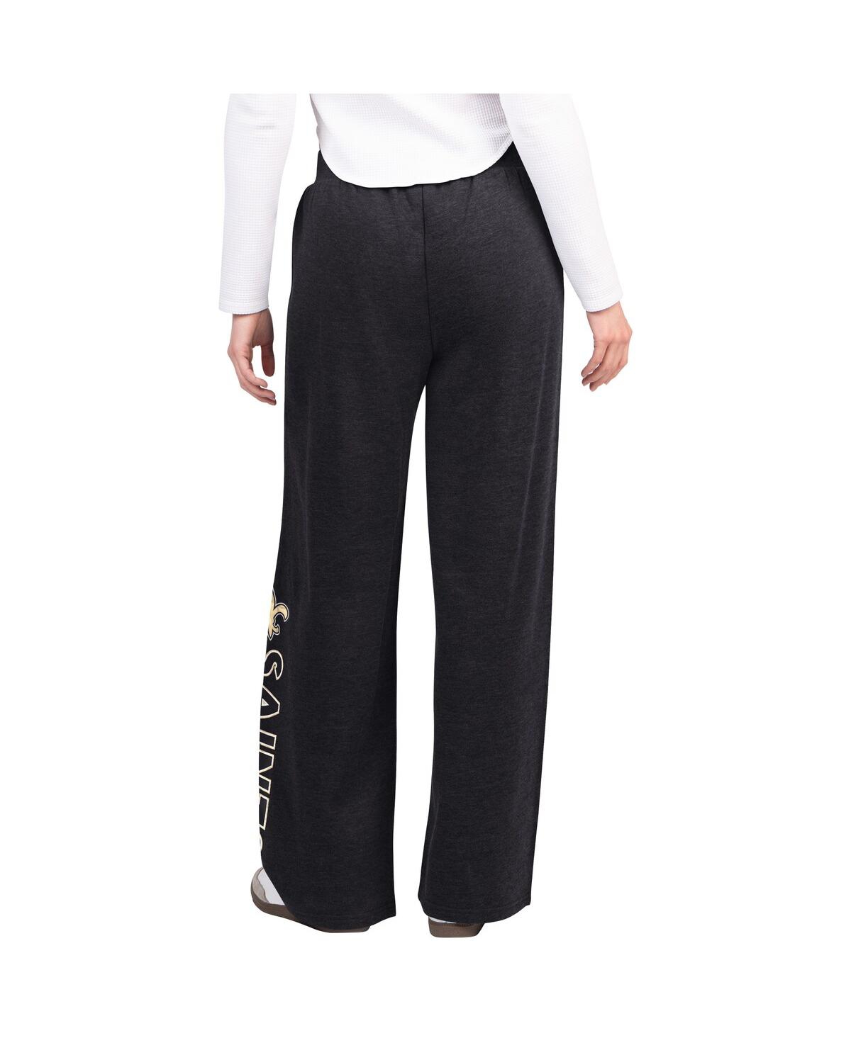 G-iii 4her By Carl Banks Women's Black New Orleans Saints Field Wide Leg Sweatpants In Black
