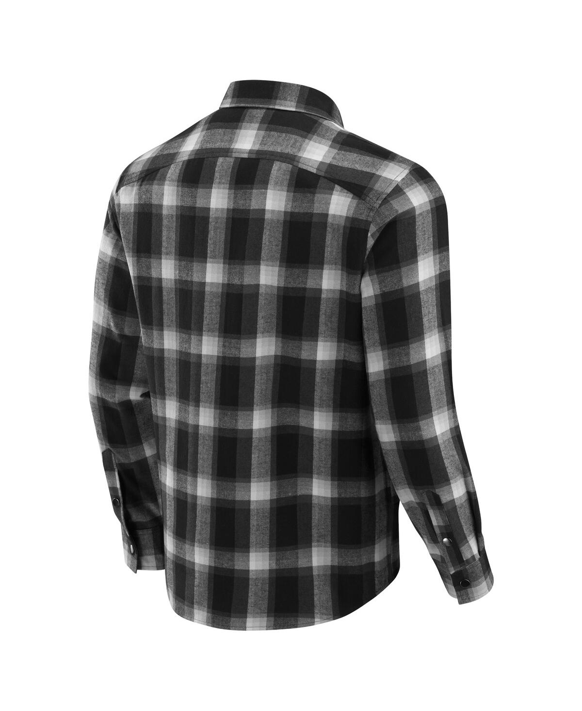 Darius Rucker Collection by Fanatics Men's Black Ohio State Buckeyes Team Flannel Plaid Full-Snap Shirt