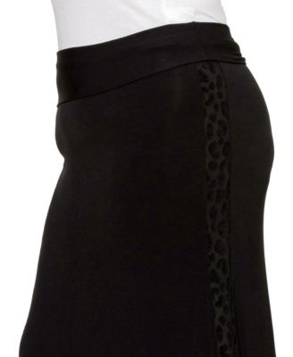 Plus Size Cheetah Burnout Contrast Fold Over Midi Skirt