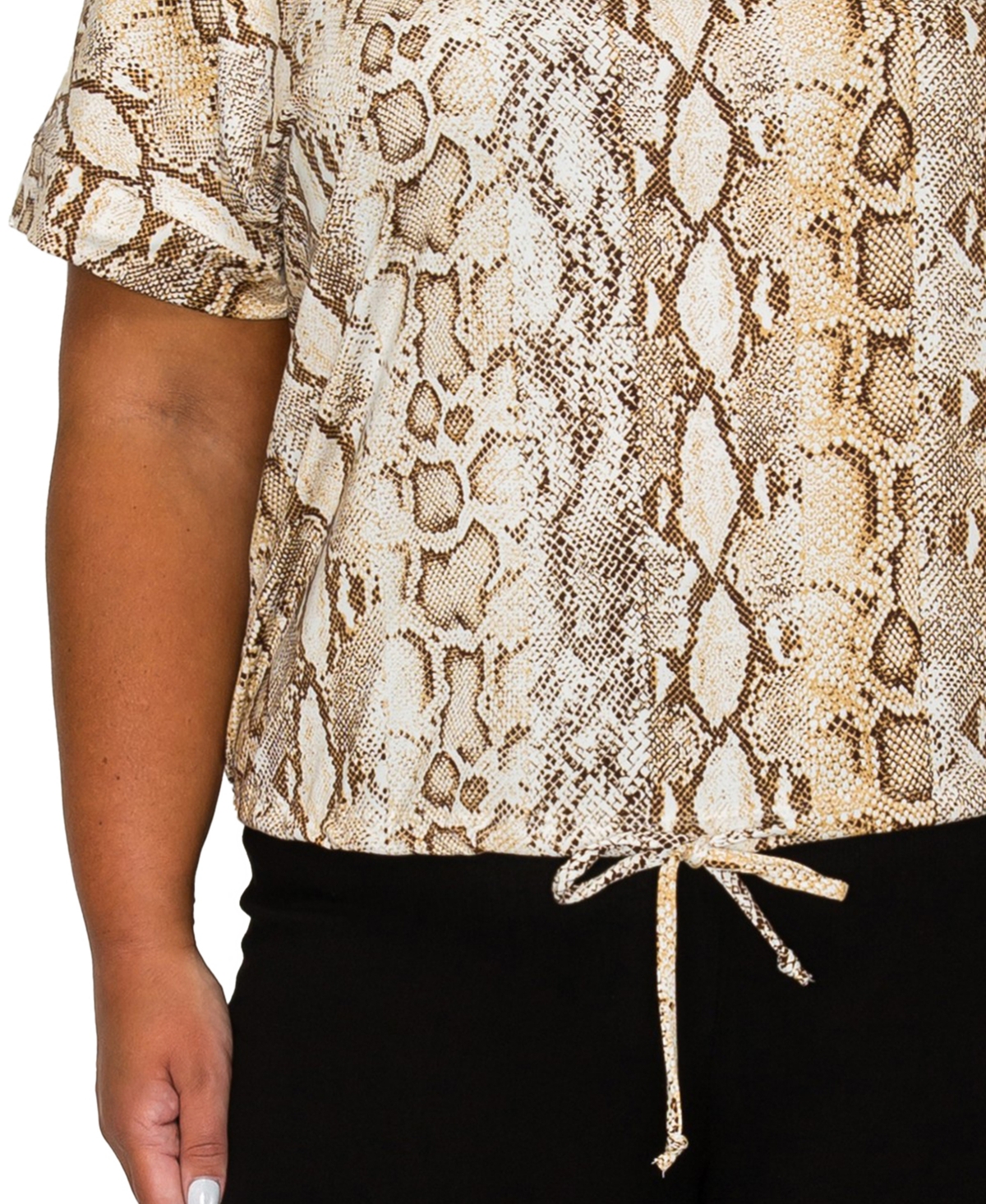Coin 1804 Plus Python Cinch Waist Dolman Top