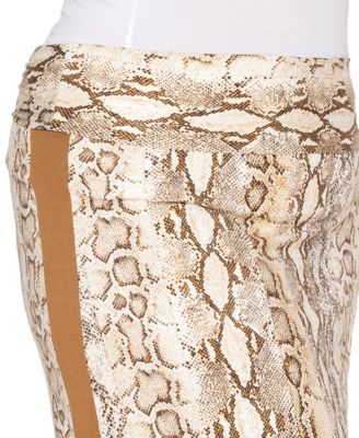 Plus Size Python Side Contrast Fold Over Midi Skirt