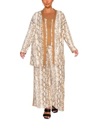 Plus Size Python Contrast Cardigan Sweater