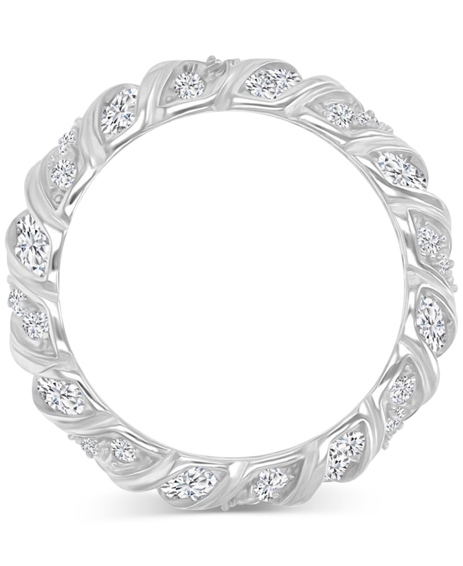 Cubic Zirconia Baguette Cut Twisted Eternity Ring (4.55 ct.t.w.) in Sterling Silver