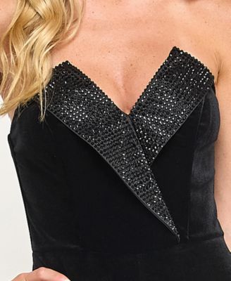 Juniors Velvet Tuxedo Jumpsuit