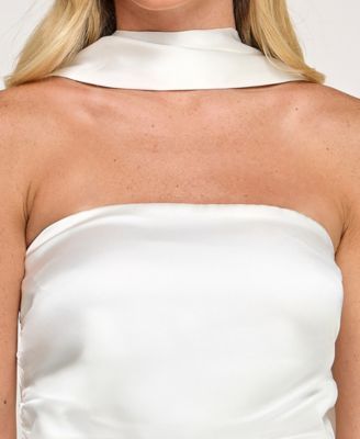 Juniors' Scarf Silk Straight Top