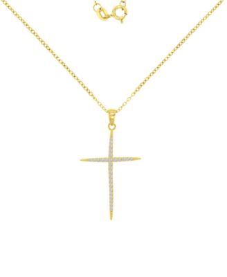 Macy's - Cubic Zirconia Necklace (0.303 ct.t.w.) in 14k Yellow Gold over Sterling Silver
