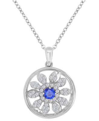Diamond Blue Sapphire (0.37 ct. t.w.) and White Sapphire (0.32 ct. t.w.) Necklace in Sterling Silver