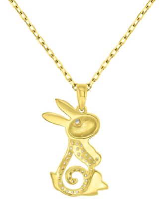 Onyx (0.006 ct. t.w.) and White Sapphire (0.072 ct. t.w.) Necklace in 14k Yellow Gold over Sterling Silver
