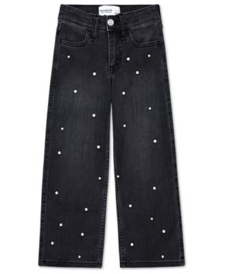 Girls' High-Rise Embellished Wide Leg Jeans