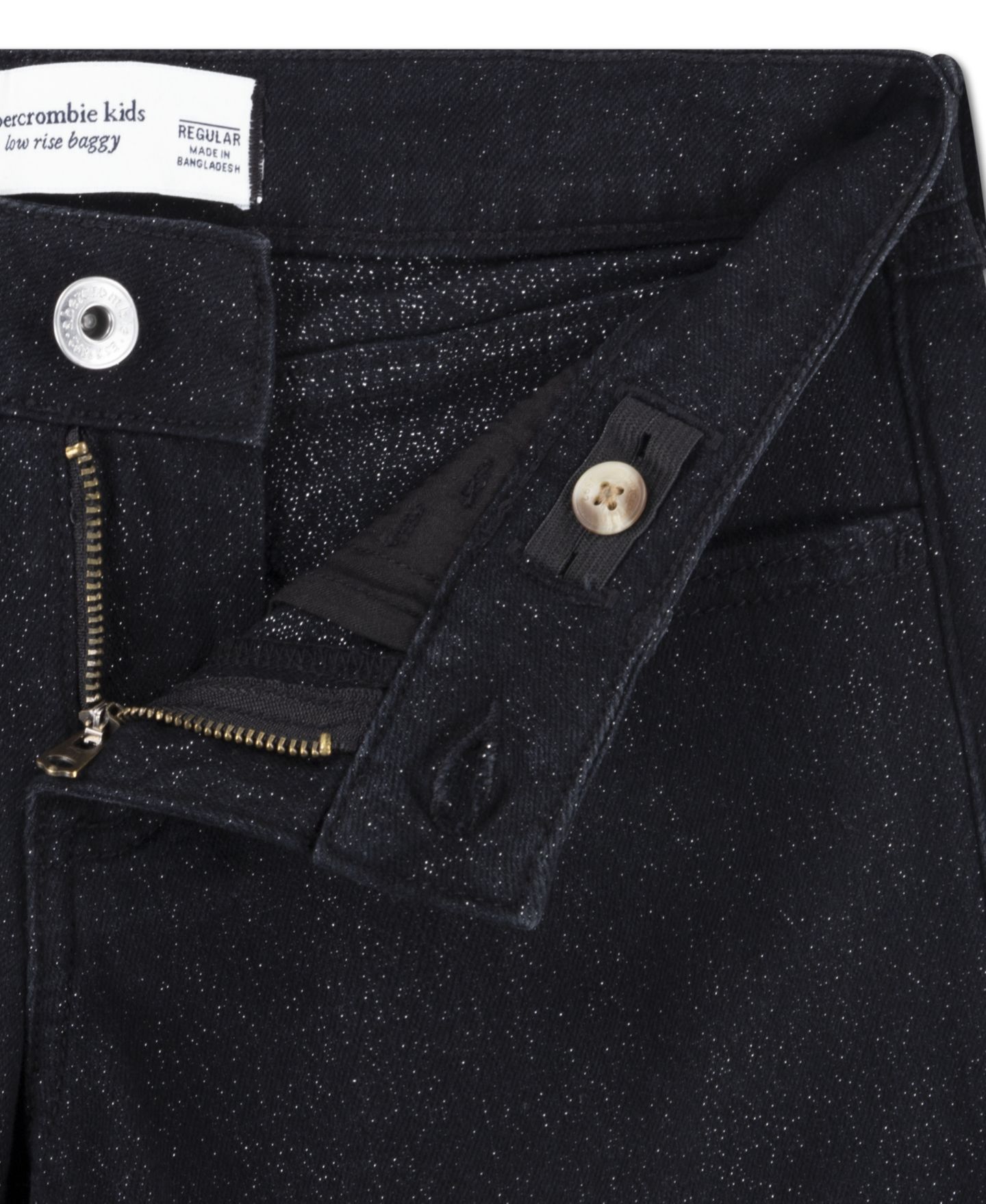 Джинсы abercrombie kids Sparkle Low-Rise Baggy Jeans для девочек, цвет: Чёрный — фото 6