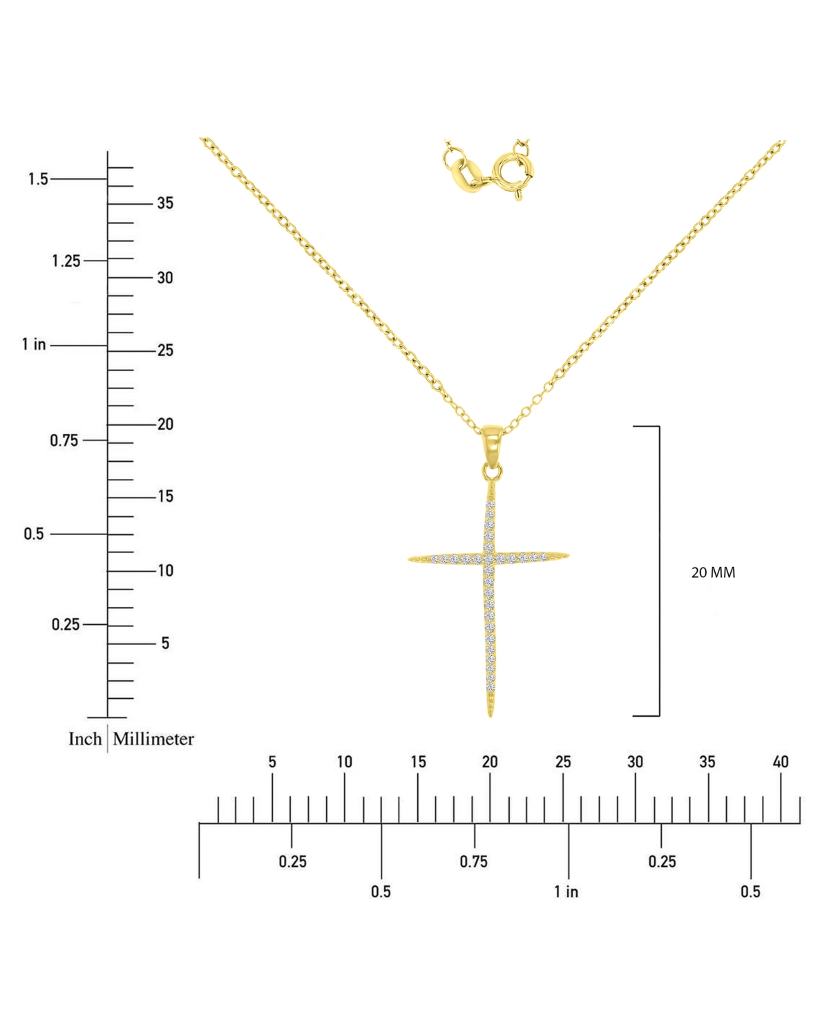 Macy's Cubic Zirconia Necklace (0.303 ct.t.w.) in 14k Yellow Gold over Sterling Silver