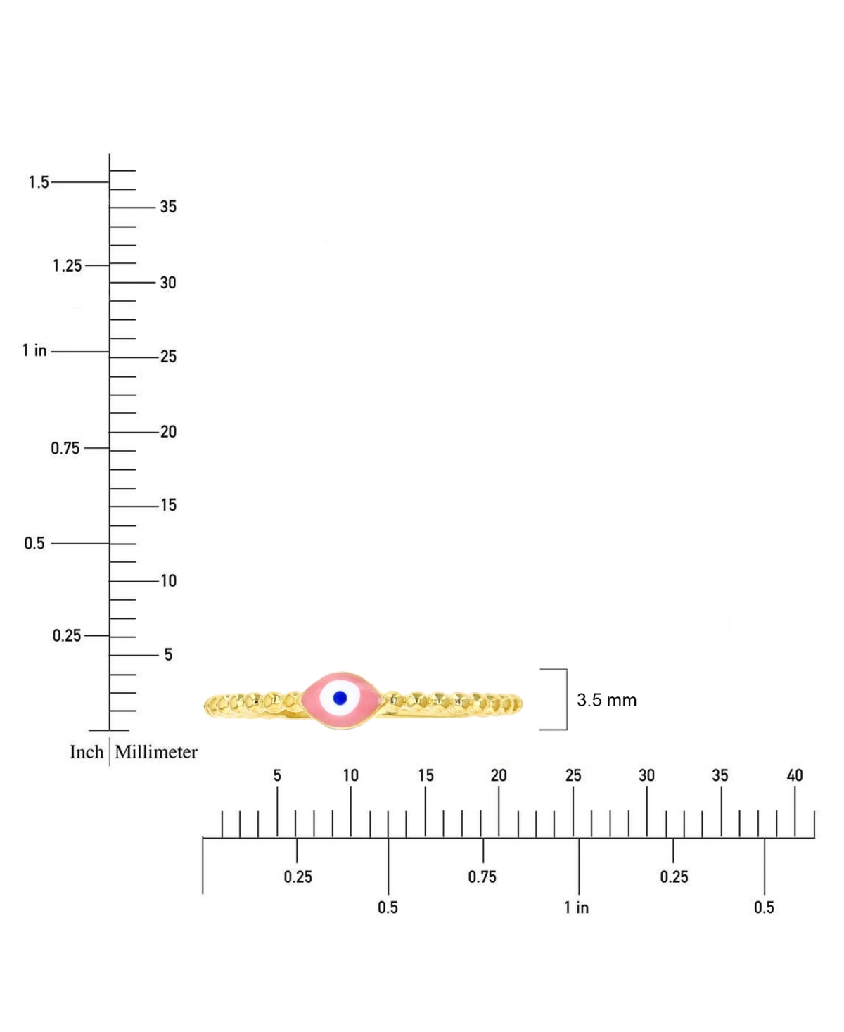Macy's Enamel Evil Eye Beaded Ring In 14k Yellow Gold Over Sterling Silver In Gold
