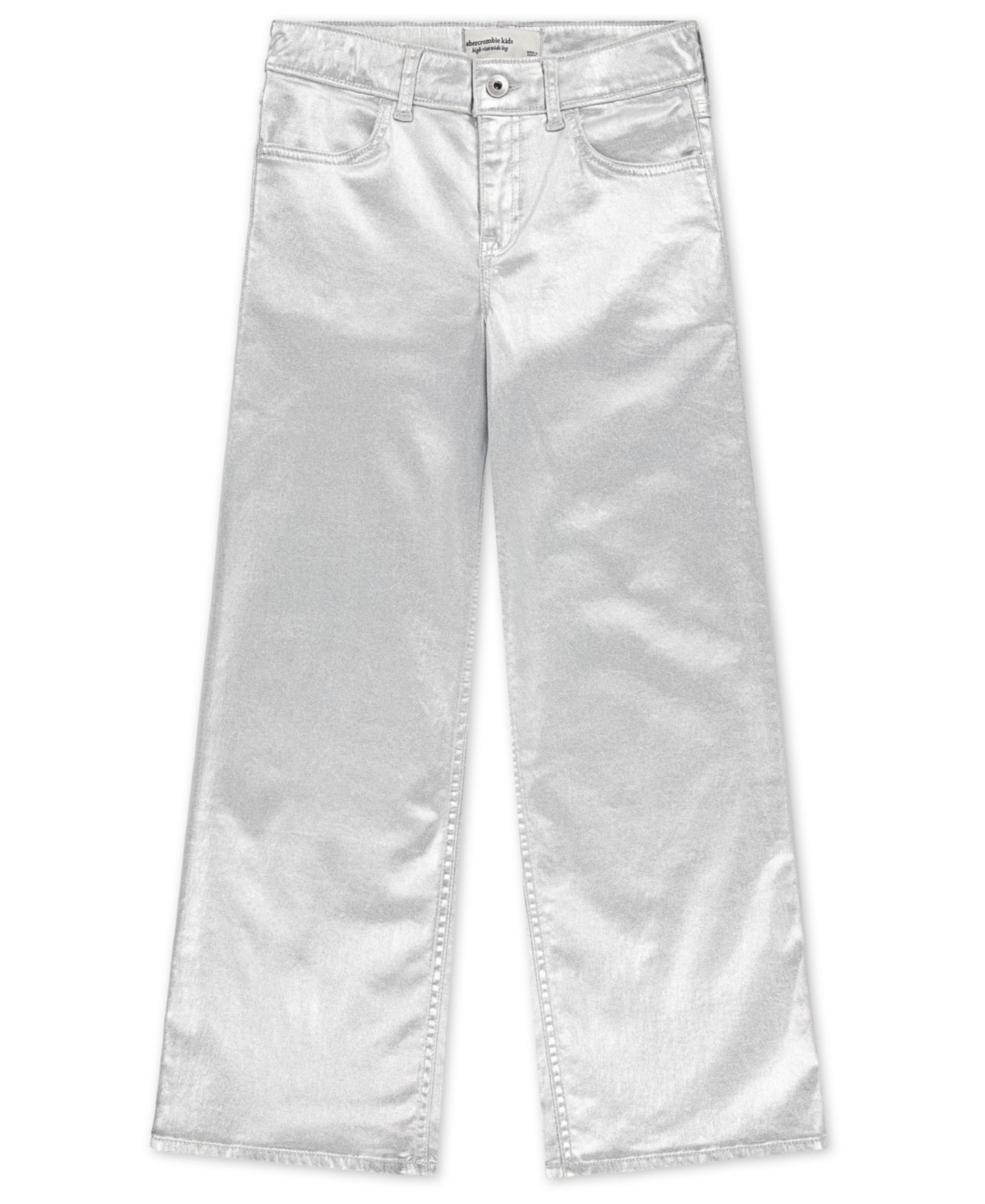 Джинсы abercrombie kids Shine High Rise Wide Leg Jeans для девочек, цвет: Серебряный — фото 4
