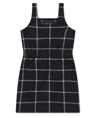 Girls Plaid Pinafore Dress