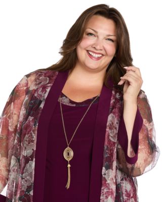 Plus Size 2-Piece Floral Jacket and Scoop Neck Dress