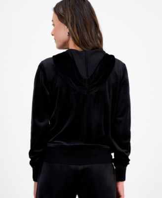 Petite Zip-Front Long-Sleeve Velour Hoodie, Macy's Exclusive 
