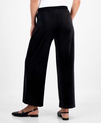 Petite Pull-On Wide-Leg Velour Lounge Pants, Macy's Exclusive 