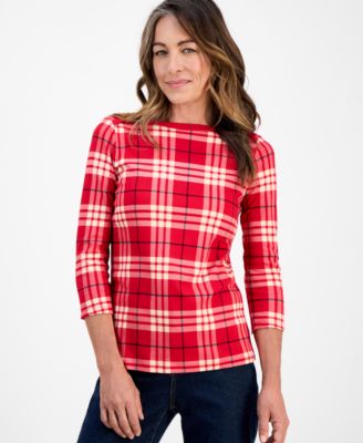Petite Pattern Boat-Neck Top, Macy's Exclusive