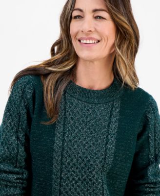 Petite Shine Cable-Knit Sweater, Macy's Exclusive