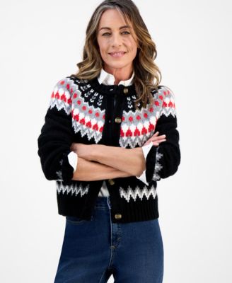 Petite Fair Isle Cardigan, Macy's Exclusive