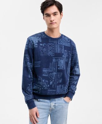 GUESS - Men's Indigo Paisley Print Sweatshirt