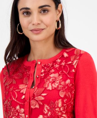 Petite Foliage Party Cardigan, Macy's Exclusive