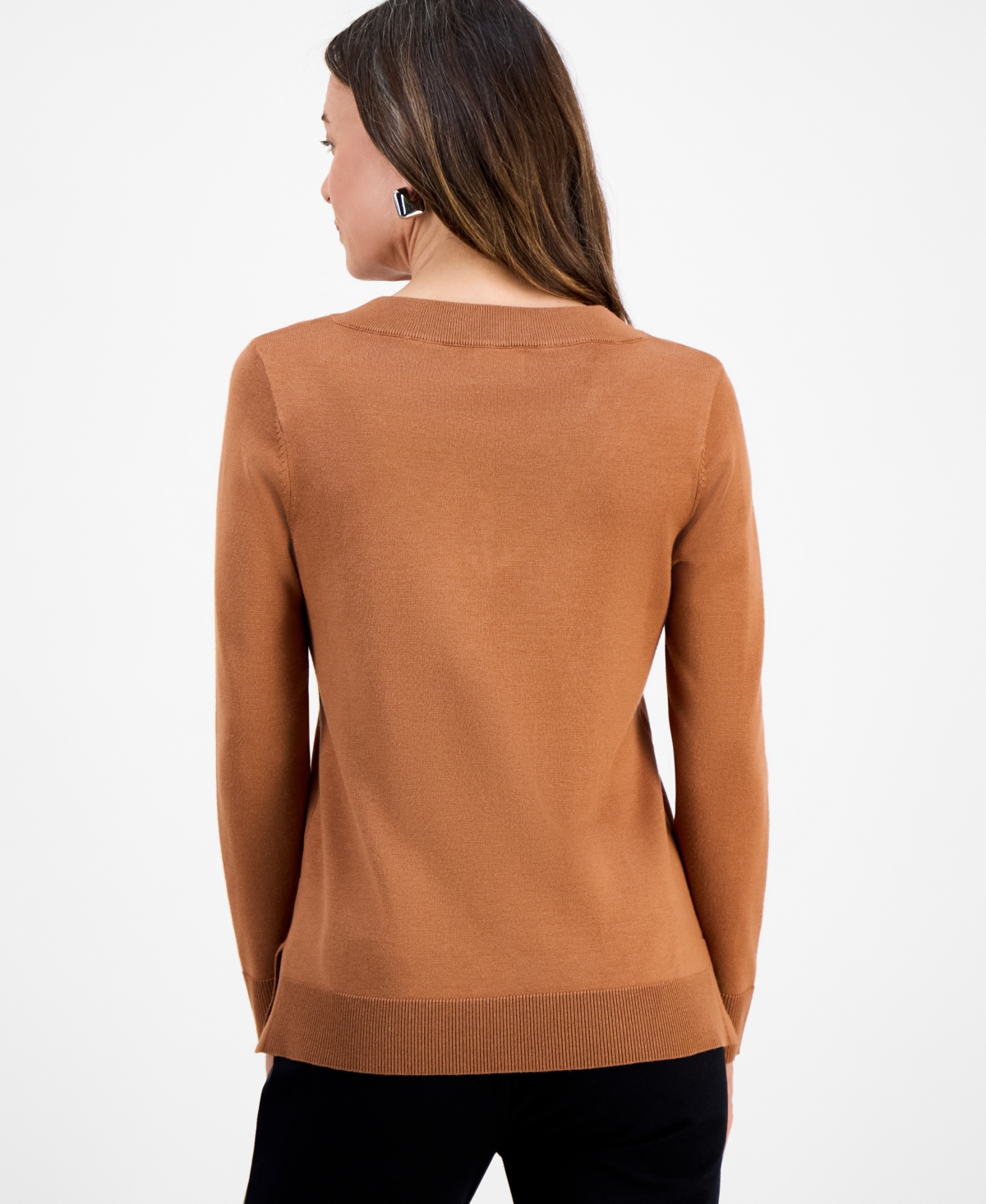 Jm Collection Petite Embellished Tunic Sweater, Macy's Exclusive In Brown