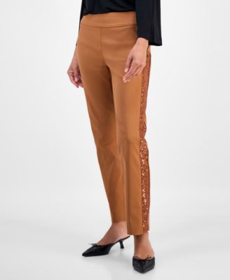 Petite Sequin-Trim Cambridge Pants, Macy's Exclusive  