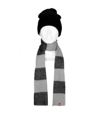 Men's 2-Piece Waffle Knit Beanie and Buffalo Plaid Scarf Gift Set