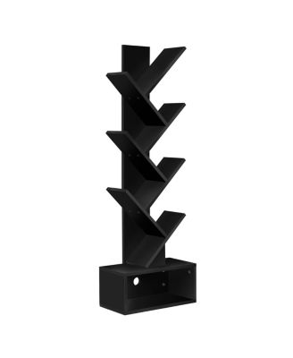 7-Tier Zigzag Tree Bookcase with Open Drawer for Books, Decor, and Accessories - Space-Saving Organizer Unit for Living Room, Bedroom, Office