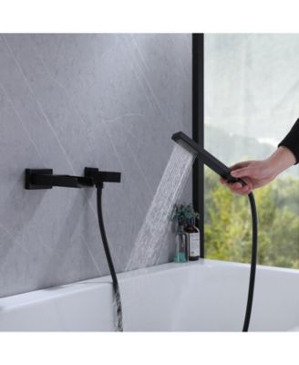 Waterfall Single-Handle 2 Sprayer Wall Mount Bathtub Shower Faucet in Matte Black
