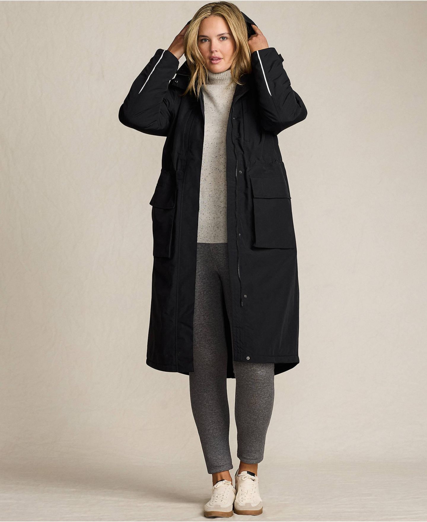 Женское пальто Lands' End Plus Size Squall Waterproof Insulated Winter Stadium Maxi, цвет: Чёрный — фото 4