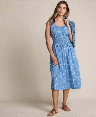 Women's Sleeveless Poplin Smocked Midi Dress