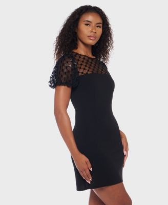 Juniors' Embellished Puff Sleeve Dress