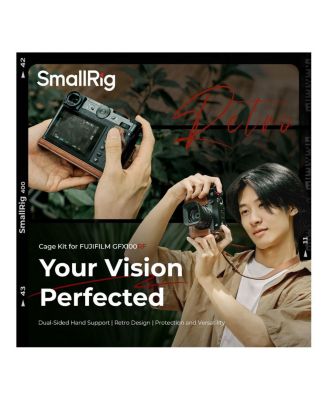 L-Shape Mount Plate with Wooden Handle for Fujifilm GFX100RF Camera