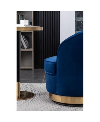 Contemporary Velvet Swivel Chair, Blue