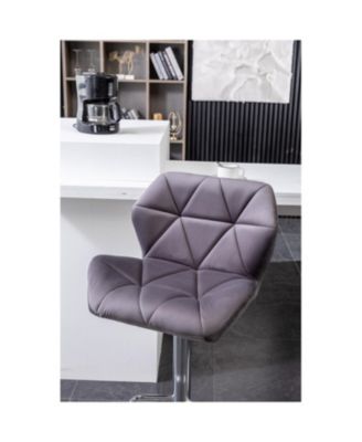 Gray Velvet Diamond Tufted Adjustable Barstools (Set of 2)