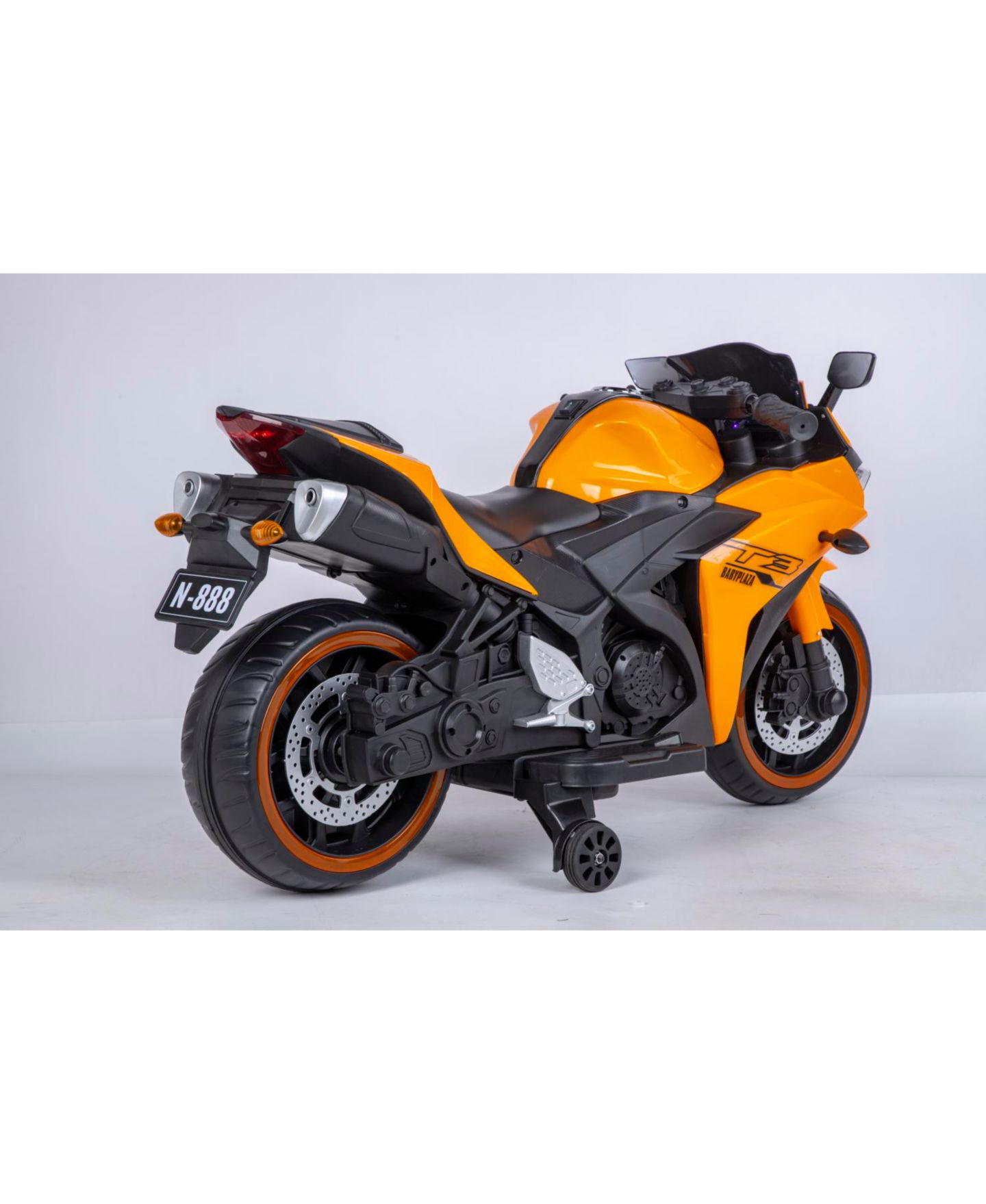 Детская игрушка Streamdale Furniture Tamco Electric Motorcycle with Training Wheels & LED Lights, Ages 3-7, цвет: Оранжевый — фото 3