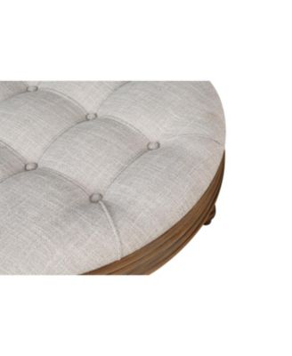  Round Waterproof Ottoman Table Tufted Storage Coffee Table with Shelf