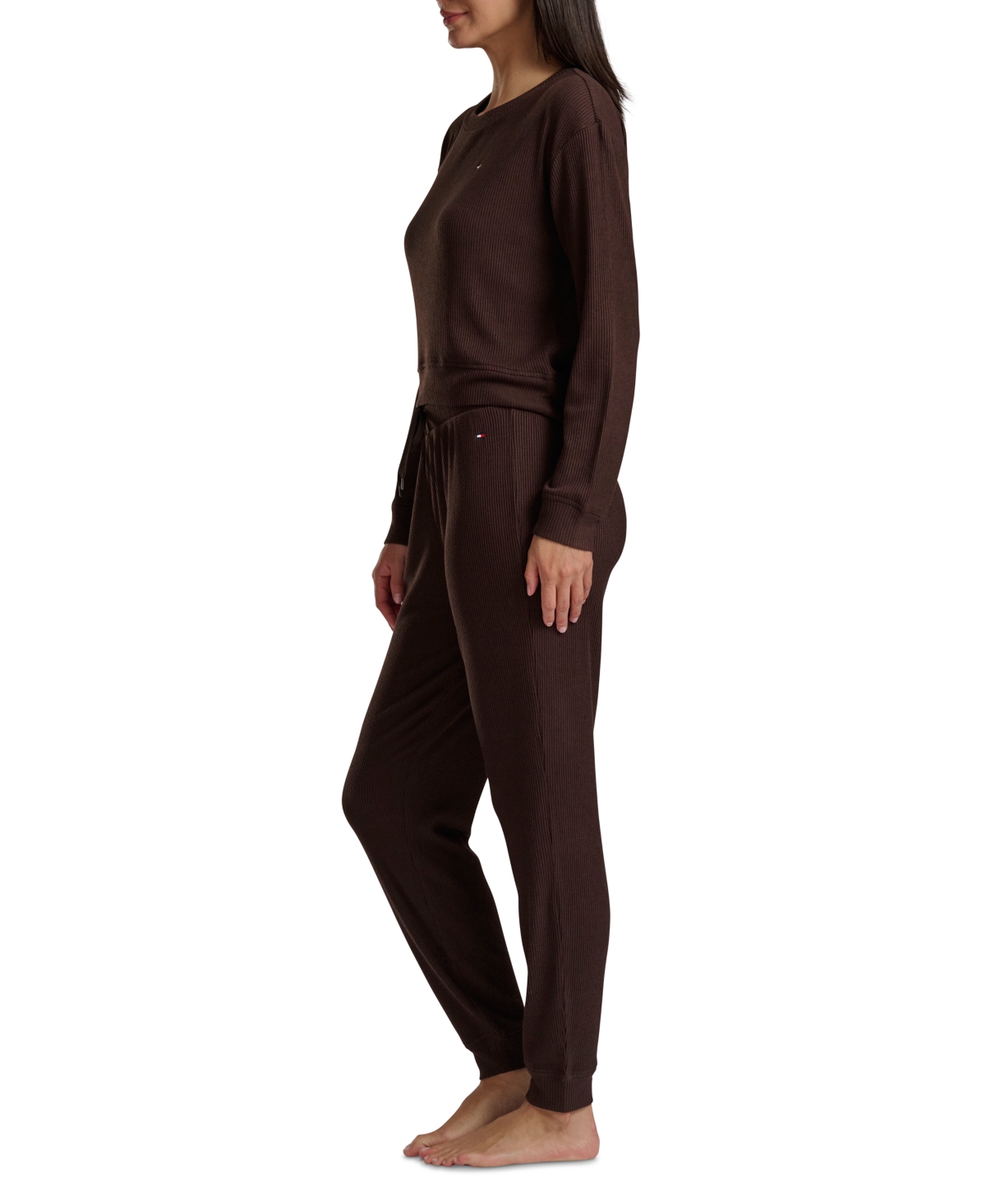 Tommy Hilfiger Women's 2-piece Long Sleeve Cardigan And Pants Set In Brown