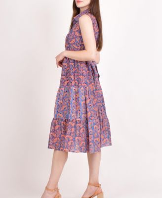 Women's Embroidered Tiered Midi Dress