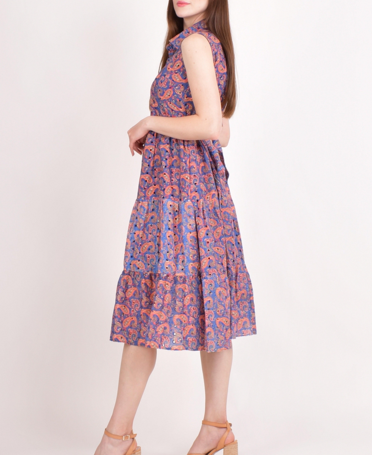 Raas Women's Embroidered Tiered Midi Dress
