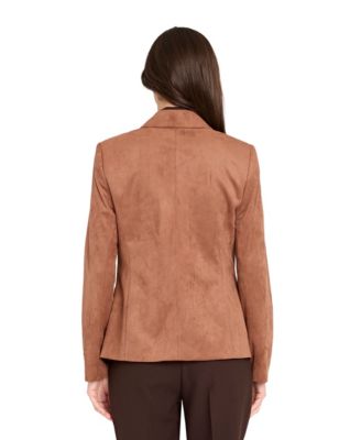 Women's Suede Notch Collar One-Button Blazer