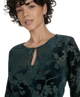 Women's Keyhole Printed Midi Dress