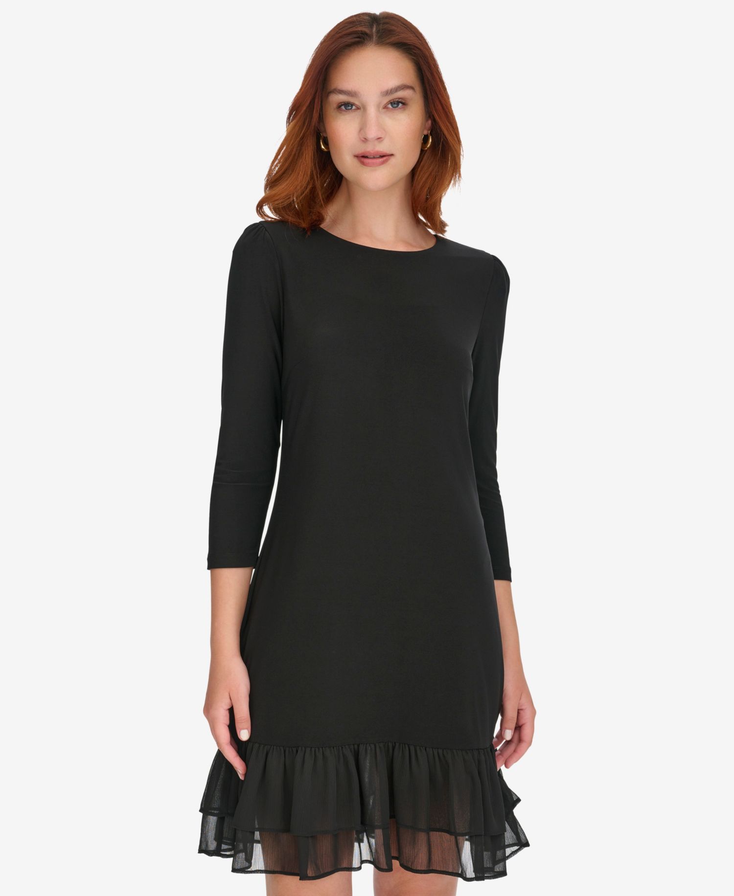 Women's Crewneck Ruffle Hem Dress