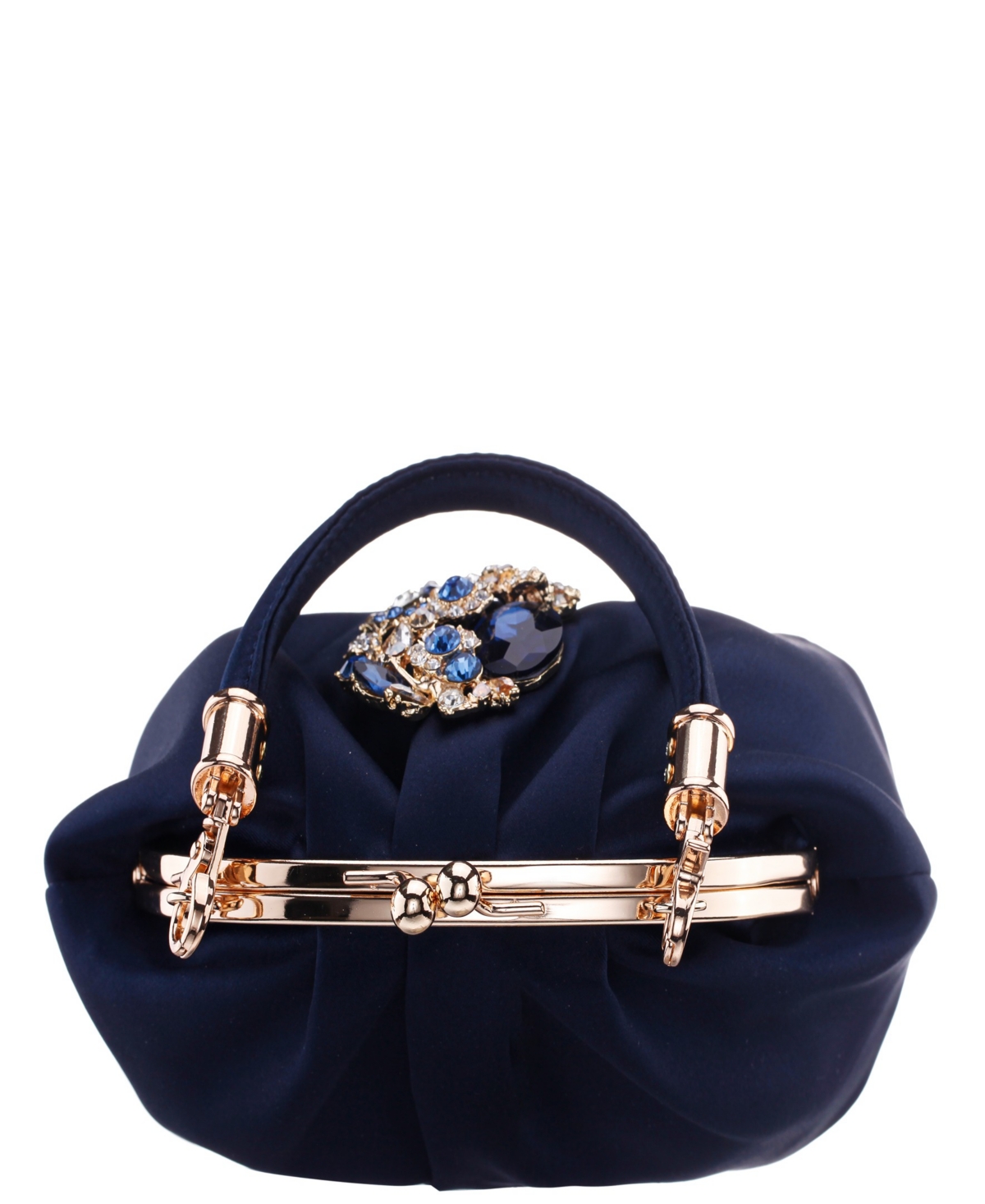 Nina Vintage Style Crystal Ornament Frame Clutch In Blue