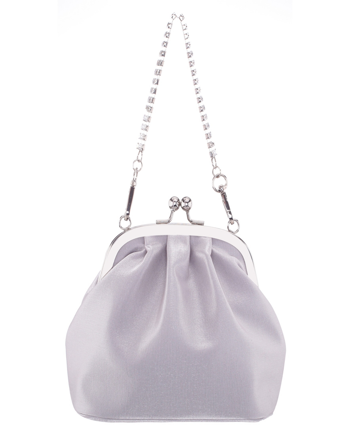 Nina Vintage Style Crystal Handle Frame Clutch In Silver