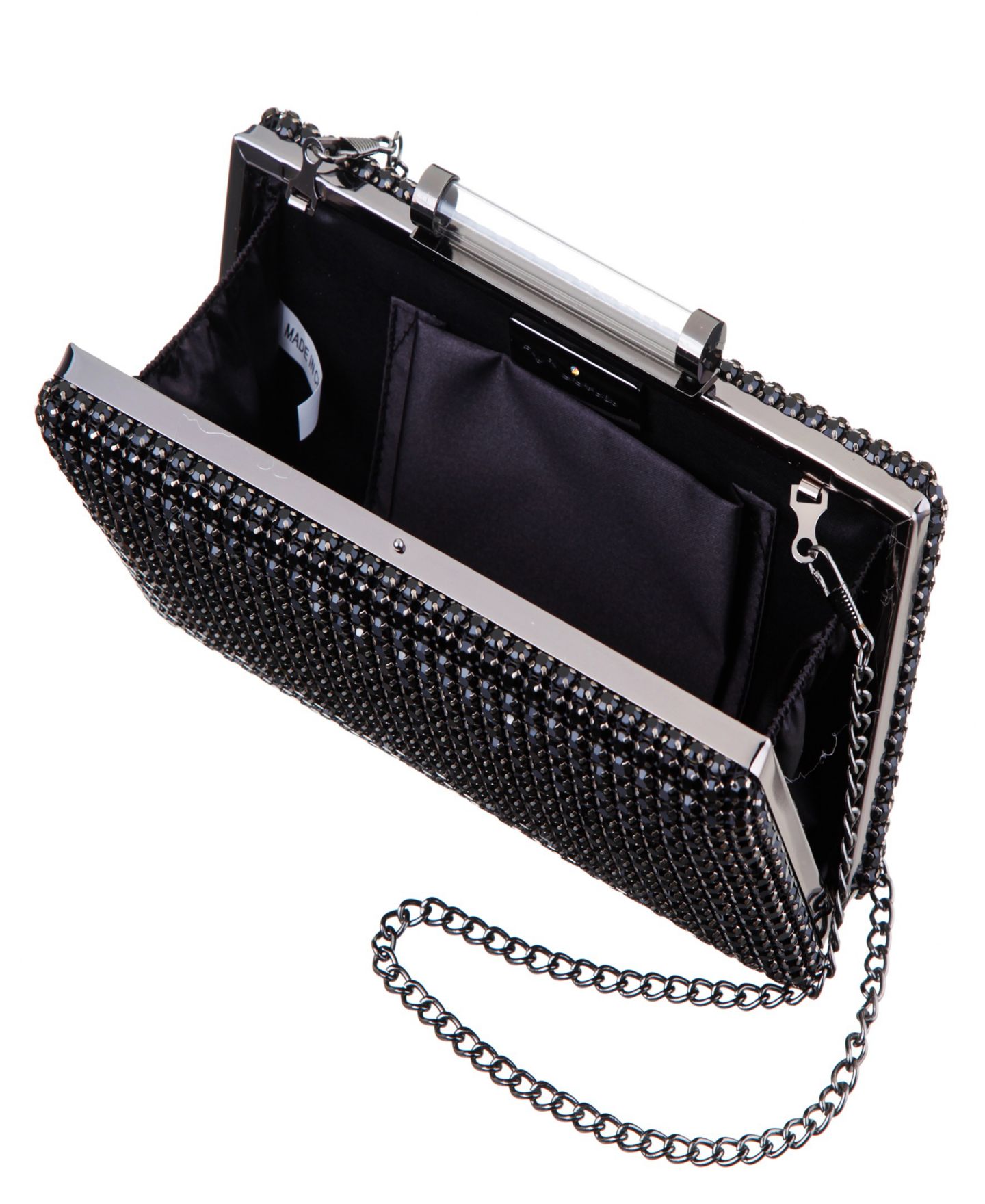 Женский клатч Nina Mini Crystal Encrusted Minaudiere Lift Lock Clutch, цвет: Чёрный — фото 2